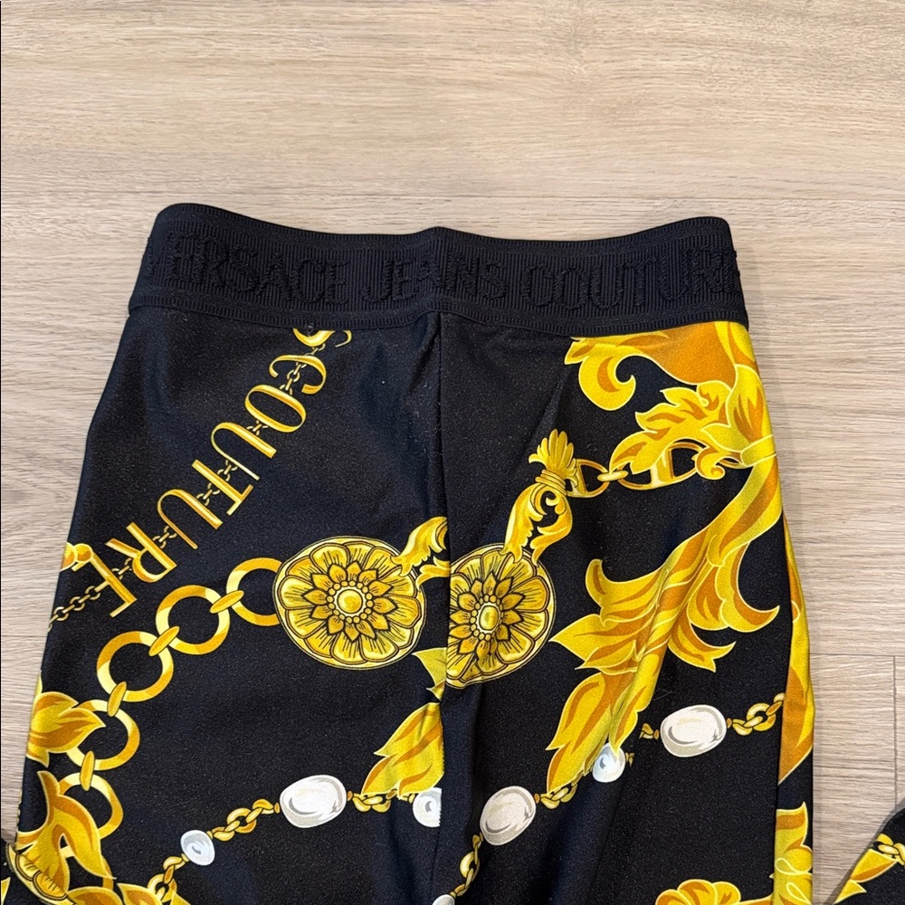 Versace Jeans couture Collection Black and Gold leggings chain print - Picture 3 of 4